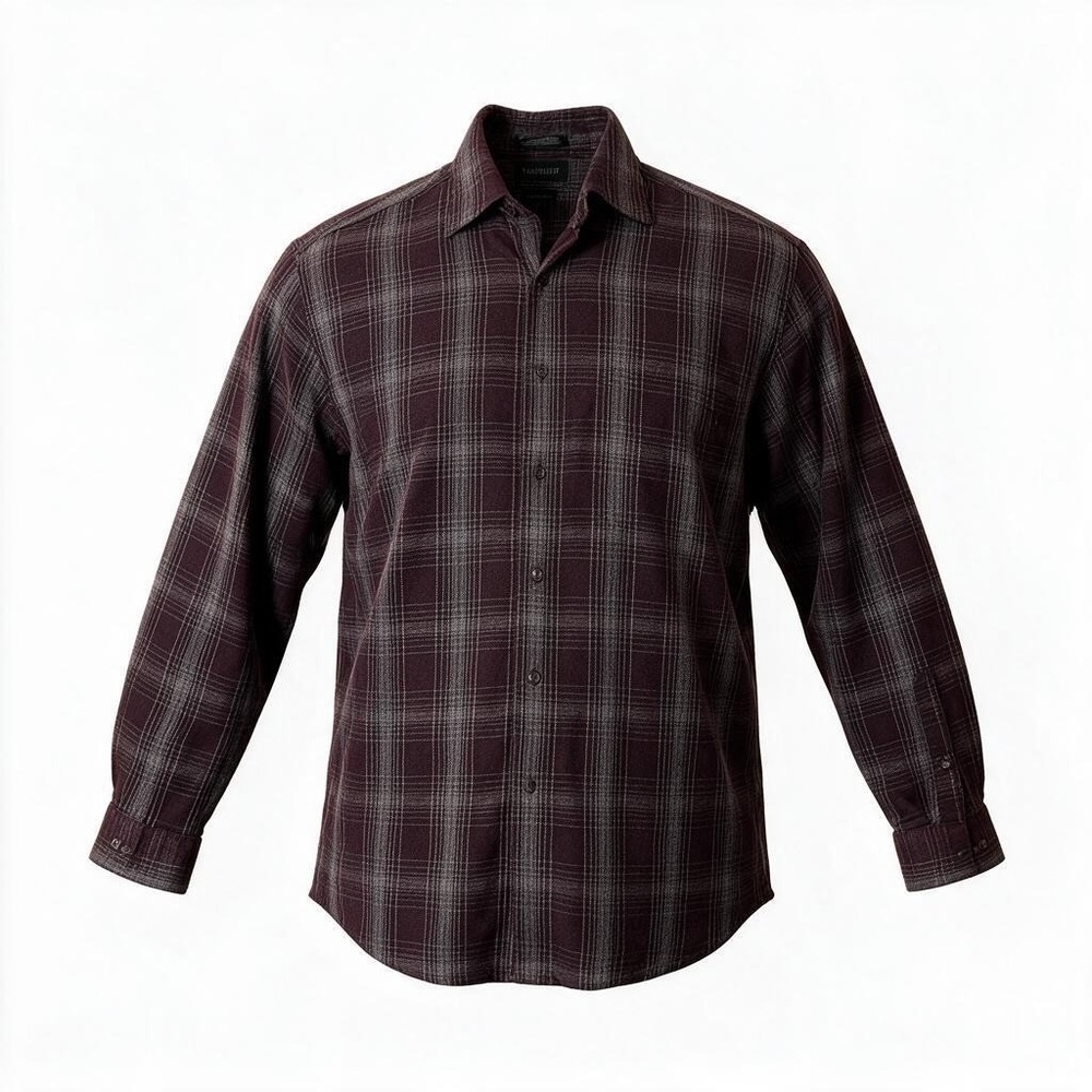 Van Heusen Signature Mens Medium Long Sleeve Plaid Button Down Shirt Burgundy